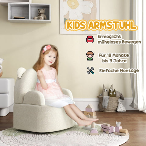 Rootz Children's Bear Armchair - Kids Chair - Toddler Seat - Soft Teddy Fleece - Cozy Comfort - 52cm x 48cm x 59cm