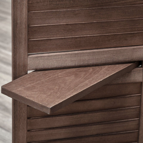 Rootz Wooden Screen 4 Panel Room Divider - Foldable Privacy Screen - Interior Partition - Rustic Walnut Design - 162cm x 170cm - 3 Shelves Included