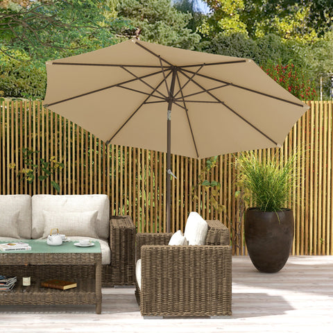 Rootz Garden Sunshade - Patio Umbrella - Outdoor Parasol - Optimal Sun Protection - Ø2.63 x 2.2m - Metal Frame - 180g/m² Polyester Fabric