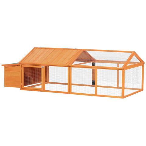 Rootz Chicken Coop Chicken Cage - Hen House - Poultry Enclosure - Easy Maintenance - 240 x 112.5 x 76 cm - Orange