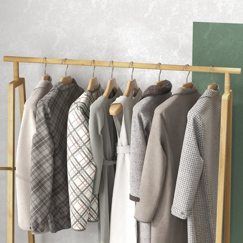 Rootz Coat Stand - Clothes Rack - Bamboo Coat Hanger - Shoe Organizer - Stylish A-Frame - 110cm x 42cm x 152cm