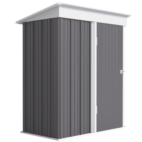 Rootz Garden Shed - Outdoor Storage Shelter - Tool House - Weatherproof - Lockable & Adjustable Shelves - Grey - 161x95x163/181cm