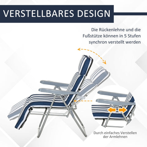 Rootz 2-delige set opvouwbare tuinstoelen - ligstoel - buitenfauteuils - op 5 niveaus verstelbare rugleuning - opvouwbaar - gedempt - 60 cm x 75 cm x 102 cm
