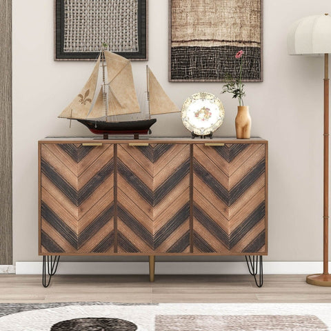 Rootz Stylish Sideboard - Storage Cabinet - Modern Credenza - Generous Storage Space - 120cm x 38cm x 76.5cm