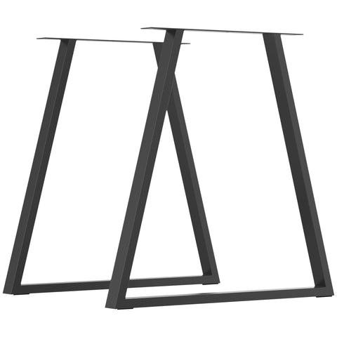 Rootz Trapezoidal Table Legs Set of 2 - Metal Furniture Legs - Black Steel Supports - Ideal DIY Projects - 70cm x 5cm x 72cm