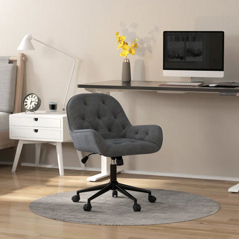 Rootz Office Chair - Desk Chair - Computer Chair - Height Adjustable - Velvety Polyester - Velvet Look - Gray - 60W x 61D x 81-91H cm