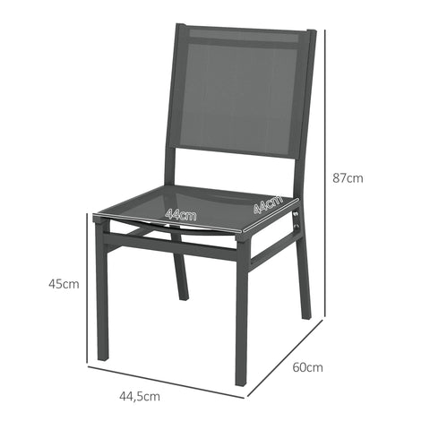 Rootz Set of 4 Aluminum Garden Chairs - Outdoor Chairs - Patio Seats - Comfort & Style - 44.5W x 60D x 87H cm