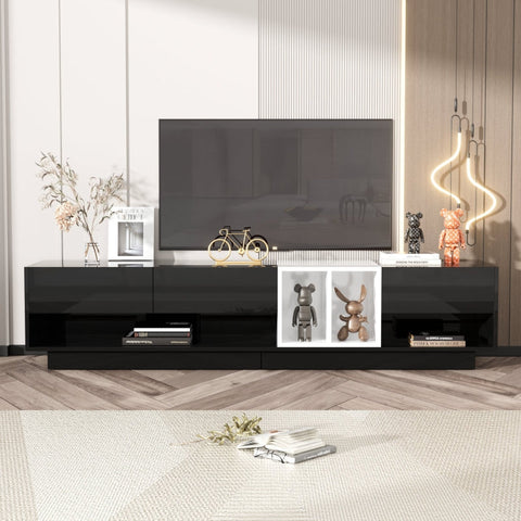 Rootz Elegant TV Cabinet - High Gloss Unit - Modern Stand - Generous Storage - 190L x 40W x 42H cm