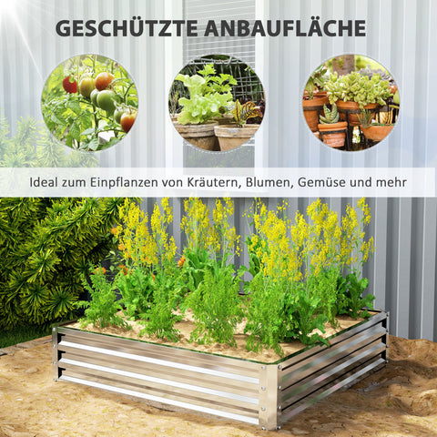 Rootz Garden Bed Planting Box - Planter - Raised Garden - Durable Steel - 120cm x 120cm x 30cm