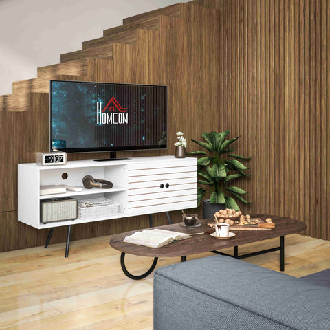Rootz TV Furniture - Media Stand - Entertainment Center - Elegant & Functional - 145x38x65 cm - White