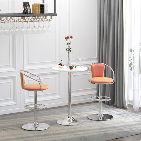 Rootz Round Standing Table - Height Adjustable Table - Rotatable Platform - Scratch Resistant - 60cm Ø x 69-93cm H