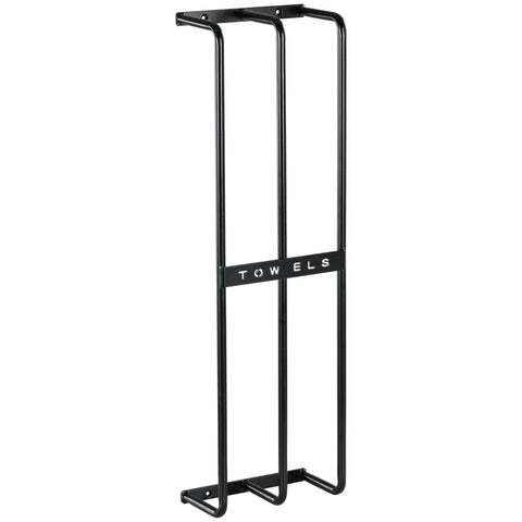 Rootz Wall Mounted Towel Rail - Towel Rack - Bath Towel Holder - Vertical Design - Space Saving - Durable Metal - Black Finish - 21cm x 12cm x 74cm
