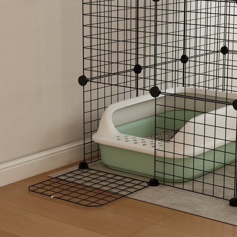 Rootz 4 Level Rabbit Cage - Small Animal Enclosure - Adaptable Grid Panels - Spacious Design - 105 x 105 x 140 cm