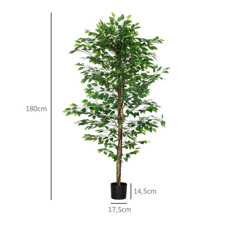 Rootz Artificial Fig Tree - Ficus Plant - Fake Tree - Realistic Appearance - No Maintenance - 180cm - Ø17.5 x 14.5 cm. Bring Nature Indoors!
