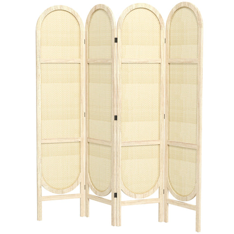 Rootz 4 Panel Wood Paravent - Room Divider - Folding Screen - Elegant Privacy Solution - 170 x 160 cm