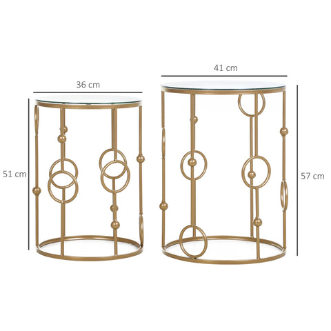 Rootz Side Tables Set - Round Coffee Tables - Art Deco Style - Elegant Design - Ø41x57cm, Ø36x51cm