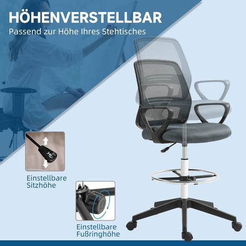 Rootz Ergonomic Office Chair - Desk Chair - Task Chair - Adjustable for Comfort - 66cm x 100-120cm, Grey