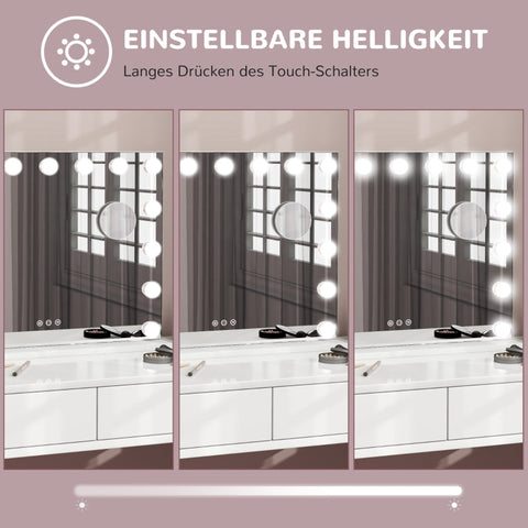 Rootz LED Makeup Mirror - Cosmetic Vanity Mirror - Lighted Mirror - 15 Dimmable Bulbs - USB Port - 58cm x 48cm x 14cm