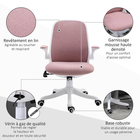 Rootz Pink Office Chair - Desk Chair - Ergonomic Seating - Adjustable Lumbar Support - 62.5cm x 60cm x 94-104cm