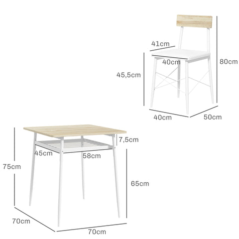 Rootz Dining Table and Chair Set - Kitchen Table with Chairs - Steel Frames - Space Saving - 70cm x 70cm x 75cm