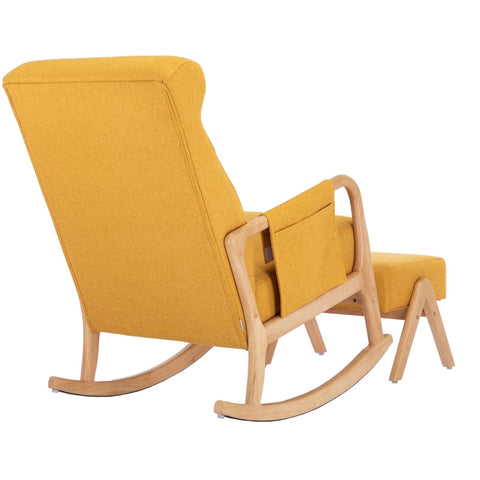 Rootz Rocking Chair & Footrest Set - Glider - Recliner - Durable Wood & Foam Comfort - Chair: 65x85x94cm, Footrest: 53x36x36cm