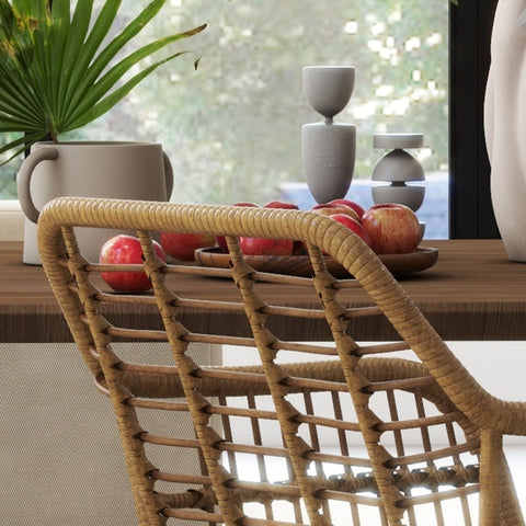 Rootz Rattan Dining Chairs - Kitchen Chairs - Wicker Furniture - Comfortable Seating - 56cm x 60cm x 79cm