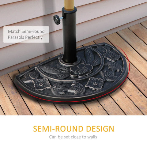 Rootz Parasol Stand - Umbrella Stand - Sunshade Marble Stand - Half Round Resin + Stainless Steel - Bronze - 50 x 31 x 32 cm