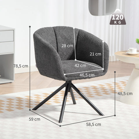 Rootz Rotatable Armchair - Upholstered Chair - Comfortable Seating - Supports up to 120kg - 58.5cm x 78.5cm, Grey