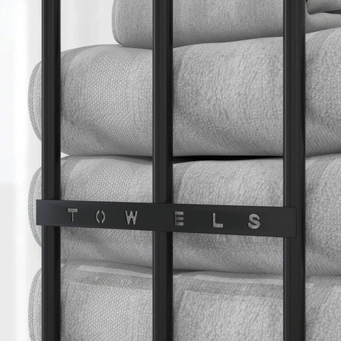 Rootz Wall Mounted Towel Rail - Towel Rack - Bath Towel Holder - Vertical Design - Space Saving - Durable Metal - Black Finish - 21cm x 12cm x 74cm