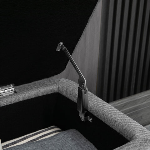 Rootz Upholstered Storage Bench - Seat Chest - Linen Look - Extra Storage - 102 x 40 x 44 cm - Grey