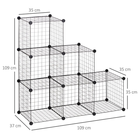 Rootz Metal Cube Shelf - Dice Cabinet - Modular Storage - Flexible Design - 109L x 37B x 109H cm - Black