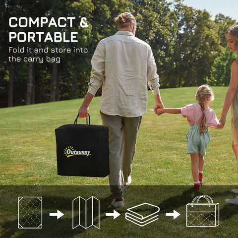 Rootz Outdoor Carpet - Waterproof - Leaf Pattern - 310g/m² Plastic - Non-woven Fabric - Blue-cream - 182x274cm