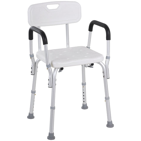 Rootz Shower Chair - Shower Seat - Height Adjustable - Non-Slip Feet - Ergonomic Design - 51.5cm x 51.5cm x 71-84cm - Max. 135kg Capacity