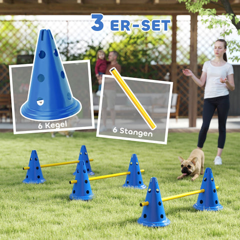 Rootz Dog Agility Set - Training Hurdle Set - Canine Fitness Kit - Boosts Coordination - Blue/Yellow - 80x22.5x30cm Adjustable