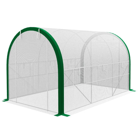 Rootz Greenhouse - Tunnel Greenhouse - Zipper Doors - Mesh Window - Metal Frame - White - 3.5 x 2 x 2m