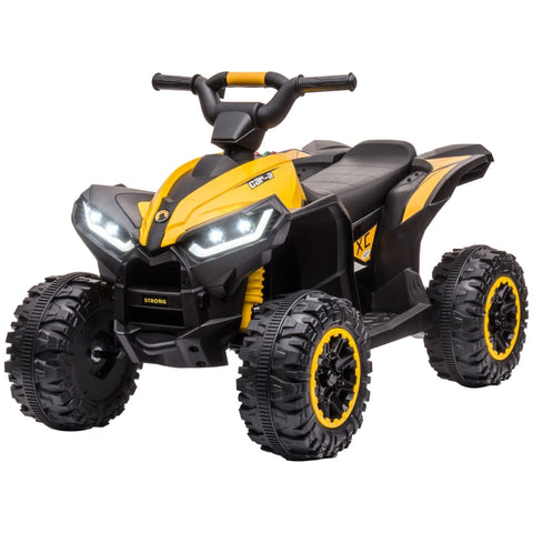 Rootz Kids Electric Quad - Ride on 4 Wheeler - Yellow + Black - LED Headlights - MP3 Player - 83cm x 53cm x 55.5cm