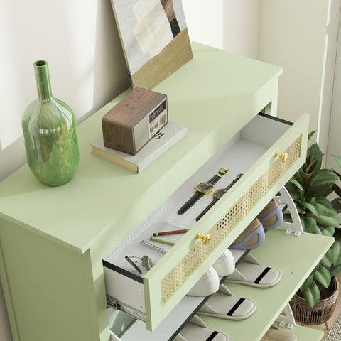 Rootz Shoe Cabinet - Shoe Chest - Shoe Storage - Organizes 12 Pairs - 88 x 30 x 120 cm - Green