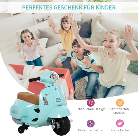 Rootz VESPA Electric Motorcycle for Kids - Children's Ride-On Bike - Toddler Electric Scooter - Realistic Driving Experience - Enhanced Safety - Comfortable Ride - 66.5cm x 38cm x 52cm - PP Plastic & Metal