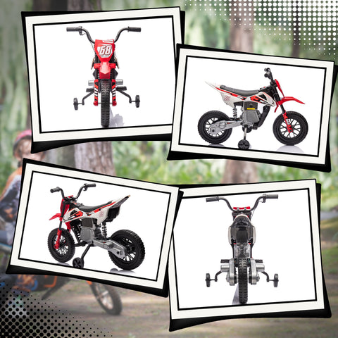 Rootz Electric Motorcycle for Kids - Motocross Bike - Kid's Dirt Bike - Stabilizers for Safety - 107cm x 56cm x 70cm
