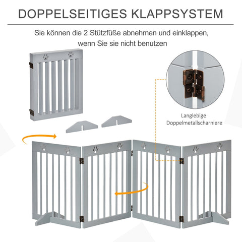 Rootz Dog Barrier - Wooden Pet Gate - Folding Dog Guard - Pinewood - Flexible Design - 204cm x 30cm x 61cm