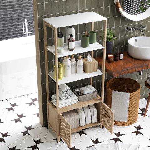 Rootz Bamboo Bathroom Cabinet - Storage Organizer - Bamboo Shelving - Maximize Space - 63 x 30 x 138 cm - Ideal for Modern Bathrooms
