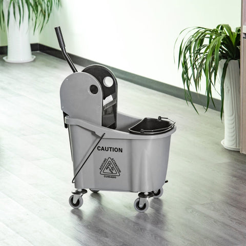 Rootz Industrial Cleaning Cart - Janitorial Cart - Mop Bucket - 36L Capacity - Water Separator - Non-Marking Wheels - Plastic and Metal - 54cm x 41.5cm x 91.5cm