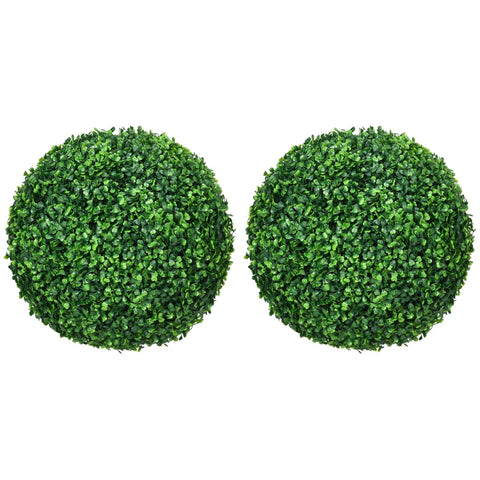 Rootz Artificial Plants - Set Of 2 Box Trees - Round - Boxwood Ball - Home - Office - Green - 40 cm x 40 cm x 40 cm