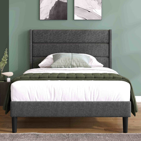 Rootz Single Bed - Modern Bed - Stylish Bed Frame - Padded Headboard - Comfort & Style - 96L x 209W x 111H cm