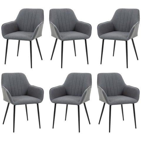 Rootz Set of 6 Upholstered Chairs - Dining Seats - Ergonomic Armchairs - Comfort & Stability - 59.5cm x 56.5cm x 81cm