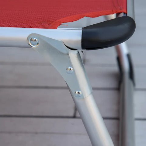 Rootz Sun Lounger - Garden Lounger - Aluminum Fabric Lounger - Relaxation Lounger - 5-way Adjustable - Foldable - Ergonomic - Mesh Red - 165 x 60 x 76 cm