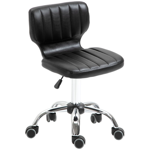 Rootz Swivel Rolling Stool - Ergonomic Work Seat - Height Adjustable Chair - 47-62 cm - Padded PU Leather - 45L x 47W x 72-87H cm