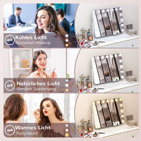 Rootz LED Cosmetics Mirror - Vanity - Makeup Mirror - Dimmable Touch Control - 3 Light Modes - USB - White - 62.5 x 49.5cm