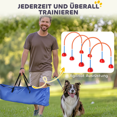 Rootz 4-Part Dog Agility Training Set - Dog Exercise Equipment - Training Gear - Adjustable Width - Portable with Carry Bag - 100x19.5x95cm