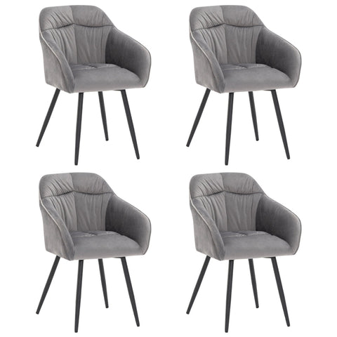 Rootz Gray Velvet Dining Chairs - Upholstered Seating - Elegant Cushions - Ergonomic Comfort - 45L x 55W x 85H cm - Easy Assembly